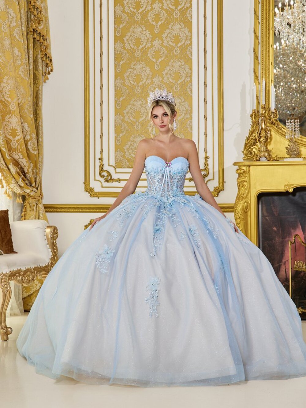 NEW QUINCEANERA Tulle & Glitter Sweetheart Ball Gown Floor Length 5058